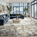 Washable 8x10 Area Rug with Non (Brown Grey Gold / 8' x 10' (Rectangular))