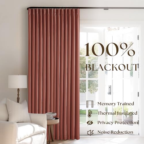Terracotta Linen 100% Black Out 120 Inch Curtains for Living Room (Terracotta / 40"W x 120"L (Pack of 2))