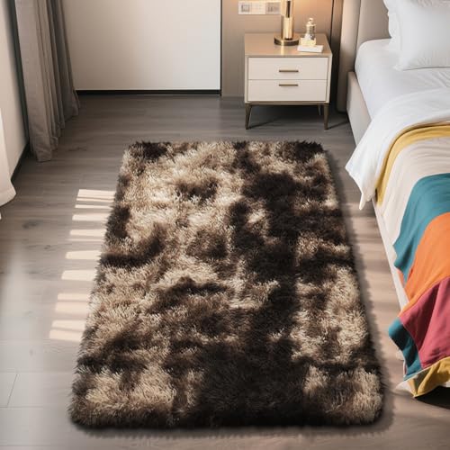 Shag Area Rug for Bedroom 3x5 (Mottling Coffee / 3' x 5' (Rectangular))