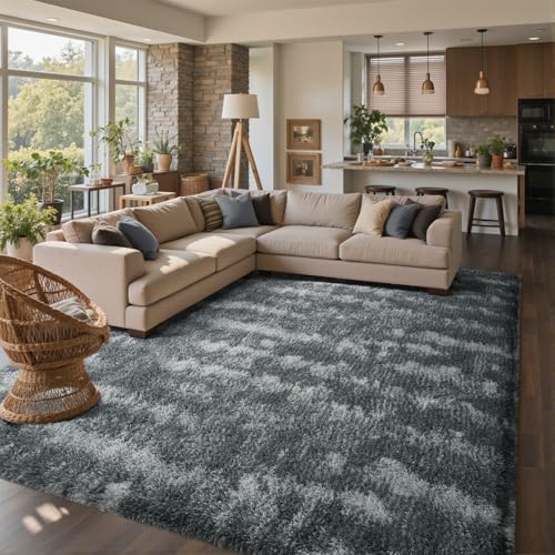 9x12 Ft Extra Large Shag Rugs for Living Room (Ff Grey 5sm02 / 9' X 12' (Rectangular))