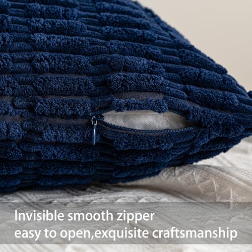 Pack of 2 Corduroy Decorative Throw Pillow Covers 18x18 Inch (Blue / 18" x 18" (Pack of 2))