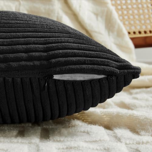 2 Packs Black Lumbar Decorative Throw Pillow Covers 12x20 Inch for Living Room Couch Bed Sofa (Black / 20" x 12" (Pack of 2))