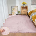 Pink Washable Fluffy Rug 5x7 Area Rugs for Bedroom Plush Faux Rabbit Shag Fur Rug for Living Room Nursery (5' x 7' (Rectangular) / Pink)