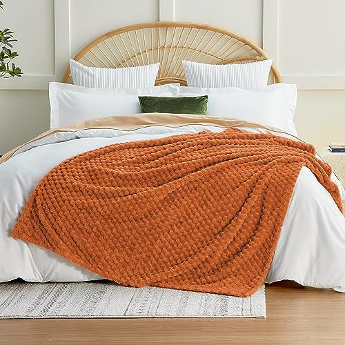 Turtle Shell Twin Size Throw Blanket Orange for Couch & Sofa (Orange / Twin)
