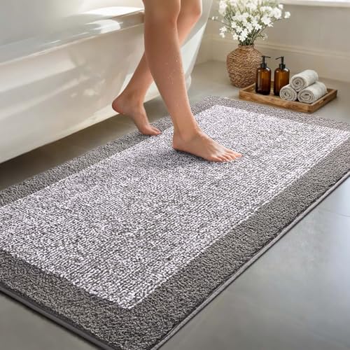 70x24 Bathroom Rugs Non Slip Washable (Light Grey / 2' x 5'10" (Rectangular))