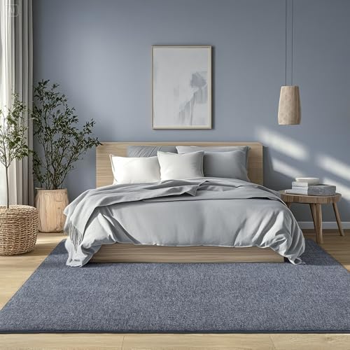 5x7 Area Rugs for Living Room Non Slip Dorm Bedroom Rug (5' x 7' (Rectangular) / Navy Blue and White)