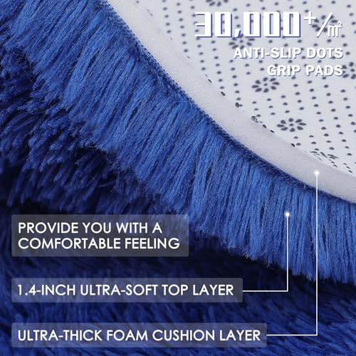 Navy Blue Round Rugs for Bedroom (7 Ft Round / Navy Blue)