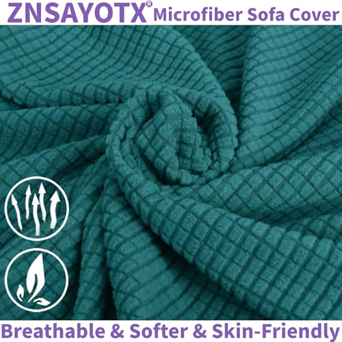 Super Stretch Chair Slipcover Universal Sofa Chair Covers for Living Room Dogs Pet Furniture Protector Spandex Armchair Slipcovers with Anti Slip Foam Sticks (Peacock Teal / Small (30"-47"))