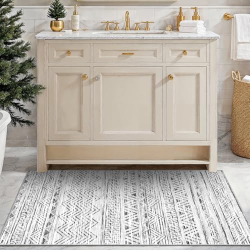 3x4 Area Rug Washable Moroccan (Grey / 3' x 4')