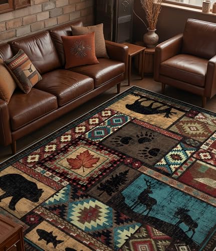 8x10 Rustic Cabin Area Rugs for Living Room (Brown / 8'x10' (Rectangular))