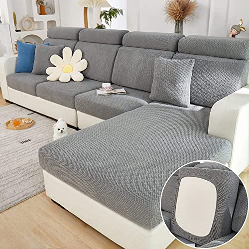 Couch Cushion Covers for Sofa Couch Covers Wear (Texture-gray / One Size Chaise Cover)