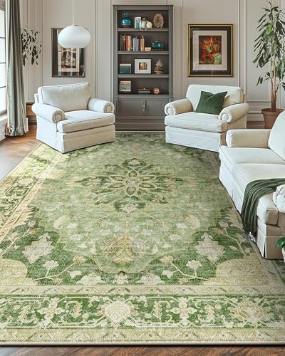 Washable Area Rug (Green/Yellow / 10' x 14' (Rectangular))