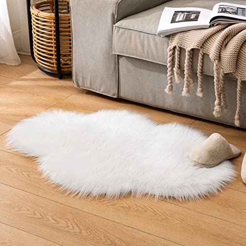 Fluffy Area Rug 2'x3' Cloud Faux Fur Sheepskin Rug for Bedroom White (2' x 3' (Cloud) / White)
