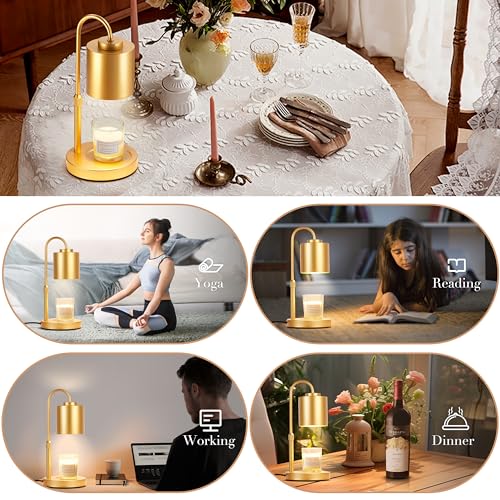 Dimmable Candle Warmer Lamp with Timer (Gold)