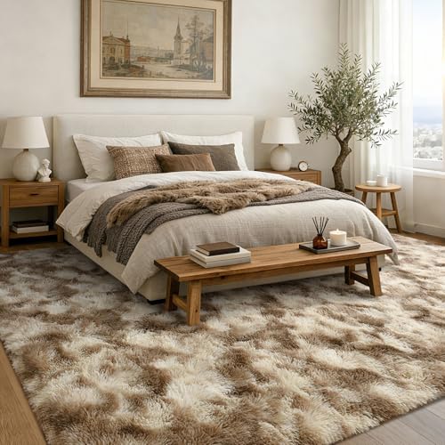 6x9 Ft Large Shag Rugs for Living Room Decor (Ea Khaki 4sm11 / 6' X 9' (Rectangular))