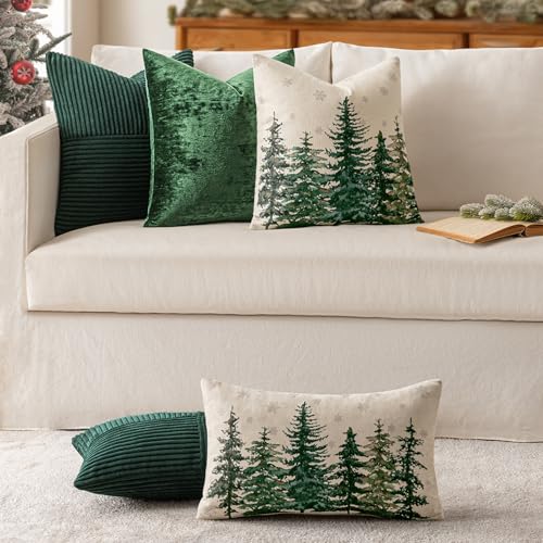 Army Green Decorative Throw Pillow Covers for Couch 16x16 Inch (16" x 16" (Pack of 2) / Army Green)