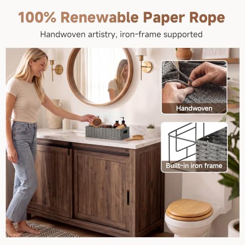 Toilet Tank Basket for Bathroom (Grey / 14¼" L x 6¾" W x 3¾" H)
