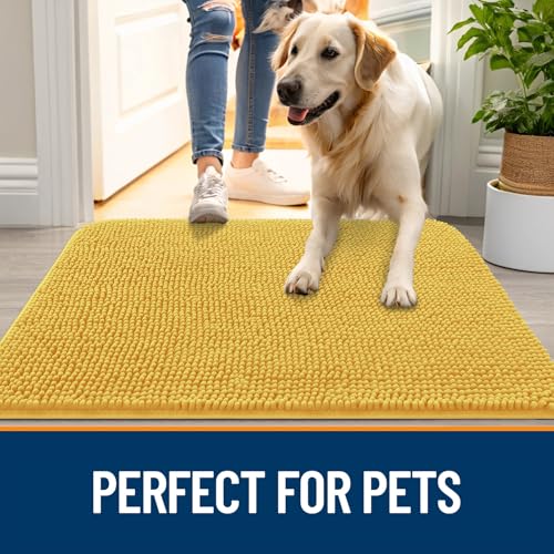 Dog Door Mat for Muddy Paws 47x17 (Yellow / 47" X 17")