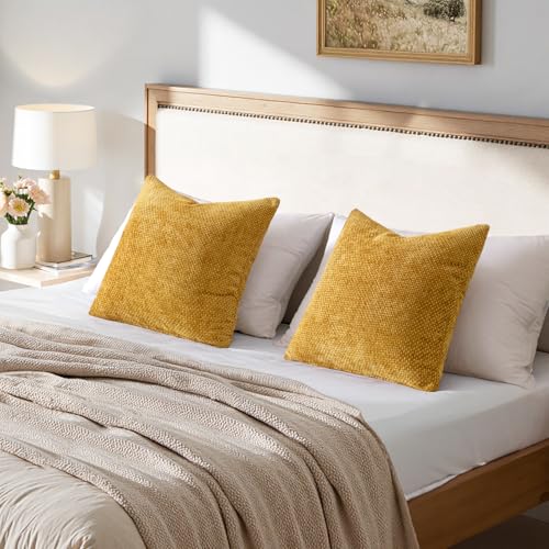 Decorative Gold Euro Sham Throw Pillow Covers 24x24 Inch 2 Pack (24" x 24" (Pack of 2) / Gold)