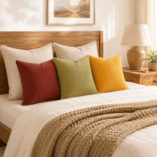 Throw Pillow Cover 4pc Set (Yellow Orange / 22" x 22" (Pack of 4))