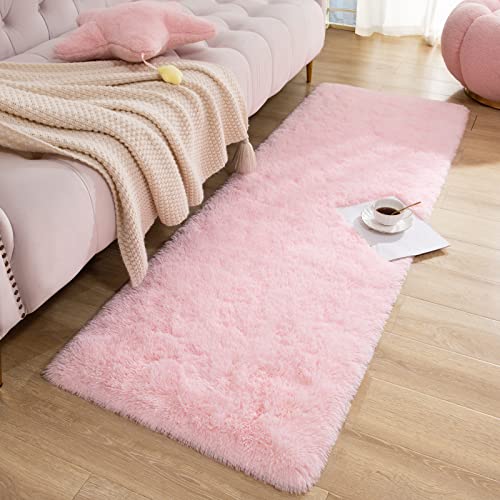 Soft Runner Rugs for Bedroom Living Room Plush Fluffy Rug 2x8 (Pink / 2' x 8' (Runner))