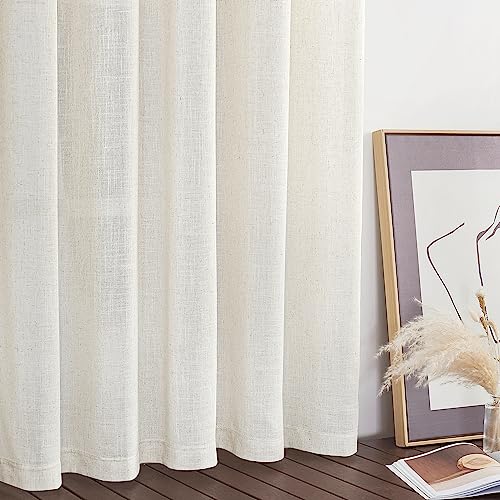 Thick Linen Sliding Door Curtains 84 inch Length (100"W x 84"L (Pack of 1) / Linen Flax Sheer)