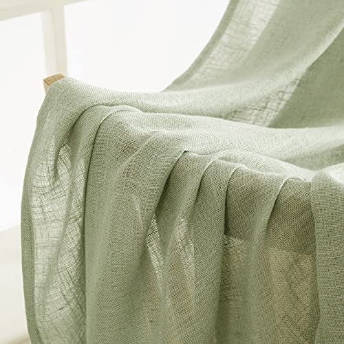 Sage Green Linen Curtains 37x84 Inch Length for Bedroom Living Room (37"W x 84"L (Pack of 2) / Sage Green)