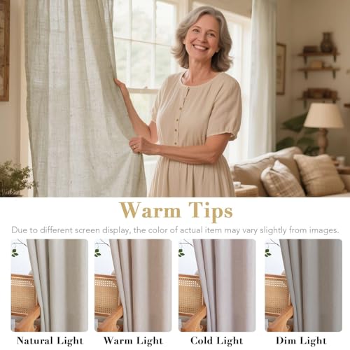 Living Room Linen Curtains (52"W x 96"L (Pack of 2) / Oatmeal)