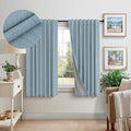 Light Blue Room Darkening Curtains for Bedroom Cute 45 Inch Length 2 Panels Cotton Linen Textured Short Blackout Curtains for Small Window Nursery Boy Girls Room Bathroom Kitchen Door Back Tab 45 Long (Stone Blue / 52"W x 45"L (Pack of 2))