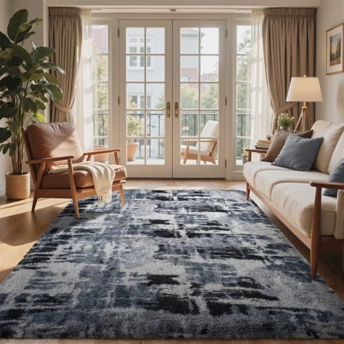 5x7 Ft Large Shag Rugs for Bedroom Living Room (Ca Blue 5sm12 / 5' X 7' (Rectangular))