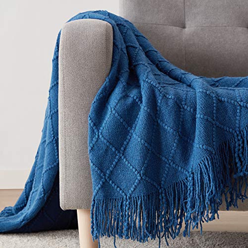 Royal Blue Throw Blanket 60x80Inch Knitted Soft Throw Sofa Blanket (Royal Blue / 60"x80")