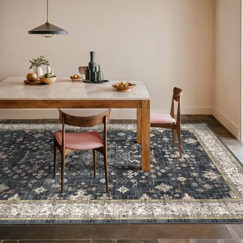 Boho Dining Room Rugs for Under Table (6' x 8' (Rectangular) / Ashen / Multi)
