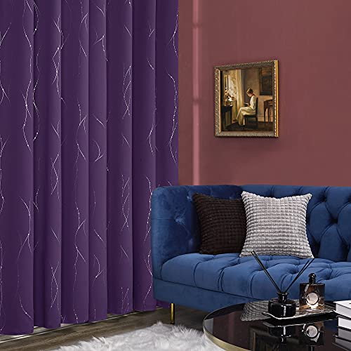 Living Room Curtains 45 Inches Long (Purple Grape/Wave Dots / 38"W x 45"L (Pack of 2))