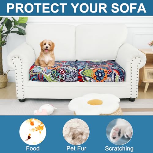 Printed Couch Cushion Covers (Blue Green / Seat 2 Pack)