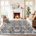 Amada 5x7 Washable Area Rug for Living Room (5' x 7' (Rectangular) / Blue/Brown)