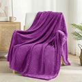 Large Waffle Fleece Throw Blanket for Couch (Purple / 50x70 in)
