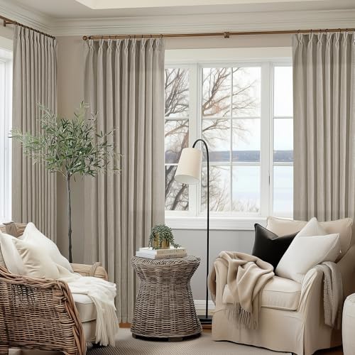 Burlywood Birch Taupe Pinch Pleated Linen W60xL102 Inch Curtains (Burlywood Birch / 60"W x 102"L (Pack of 1))