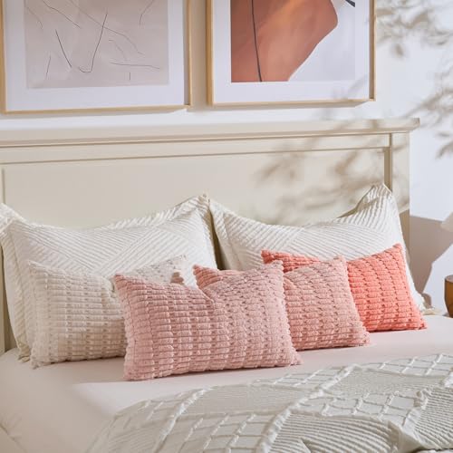 4 Packs Decorative Throw Pillow Covers for Living Room Couch Bed (20" x 12" (Pack of 4) / Pink Series)