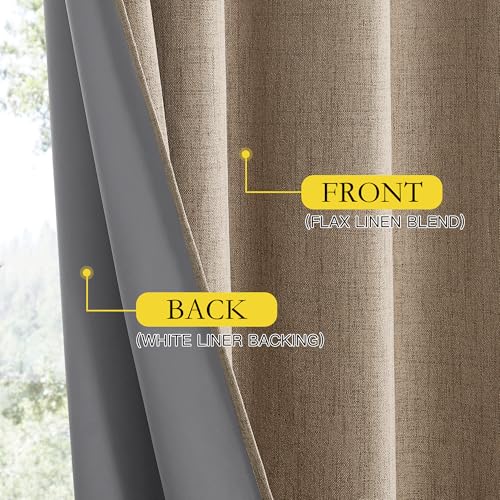 Burlap Vintage Open Linen Weave Flax Thermal Curtains (62"W x 108"L (Pack of 2) / Burlap)
