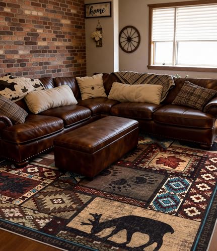 8x10 Rustic Cabin Area Rugs for Living Room (Brown / 8'x10' (Rectangular))