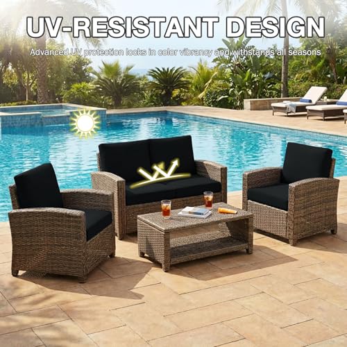 4Pcs Patio Cushion Covers (Black / 4PCS)