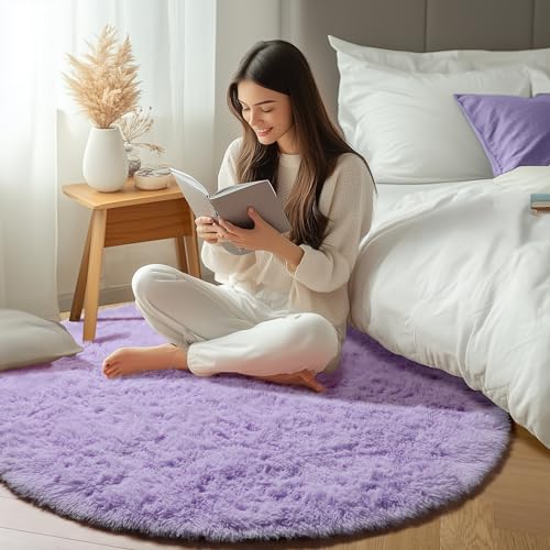 Light Purple Round Rugs 5ft (Light Purple / 5' (Round))