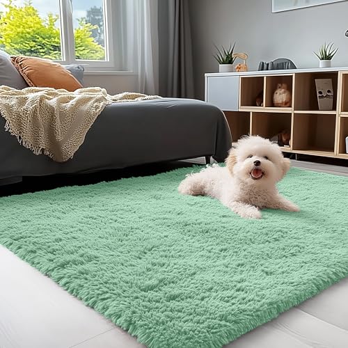 3x5 Machine Washable Small Bedside Rug (3x5 Ft / Mint Green)