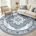 Washable Area Rug (Grey/White/Beige / 6' (Round))
