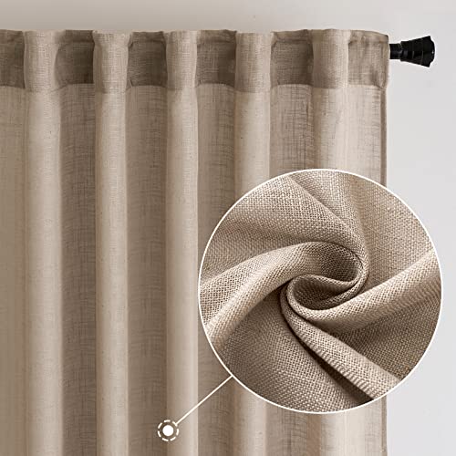 Taupe Linen Curtains 42x84 Inch Length 2 Panels for Bedroom Decor (42"W x 84"L (Pack of 2) / Taupe)