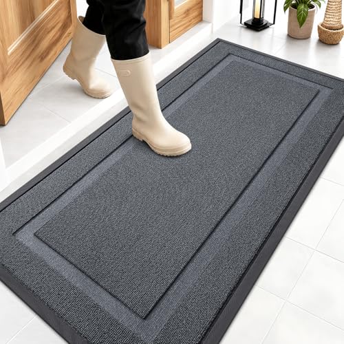 Front Door Mat Outside 47x23 (Charcoal Gray / 47" x 23")