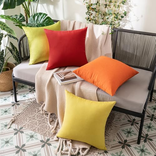 Decorative Outdoor Pillow Covers Christmas 12x12 Red (12" x 12" (Pack of 2) / Red)