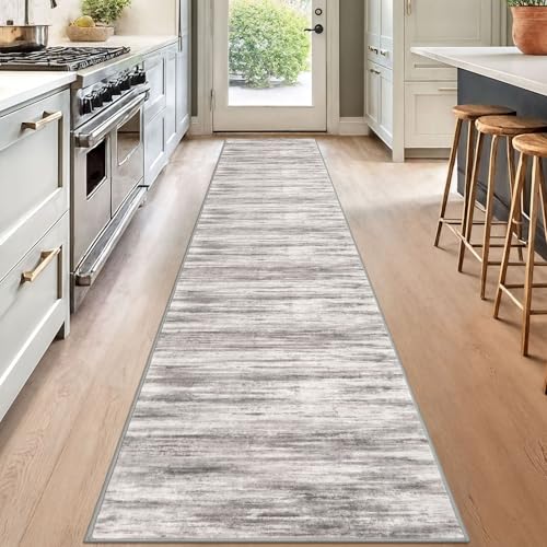 Modern Abstract Hallway Runner (Grey/Light Beige/Brown / 2' x 12' (Runner))
