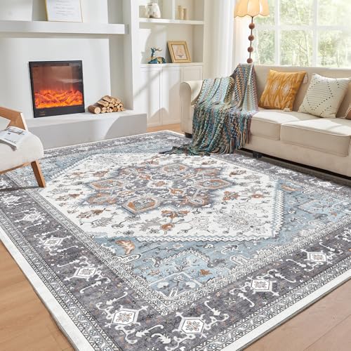 Soft Area Rugs 8x10 (8' x 10' (Rectangular) / Grey & Yellow)