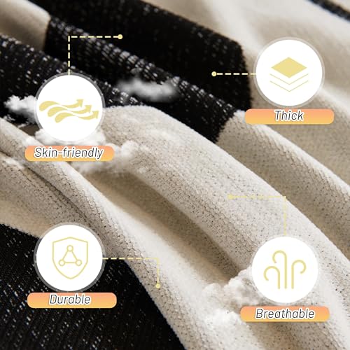 Couch Cover for 3 Cushion Couch Sofa Cover (91" x 150" / 1# Black Curve)